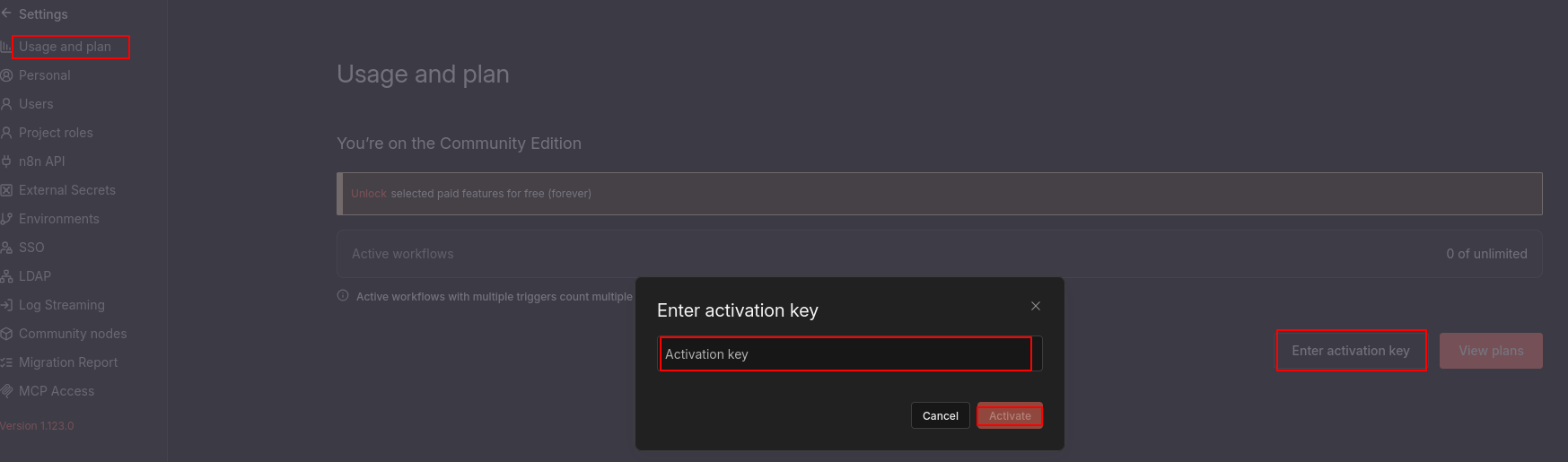 n8n free license activation