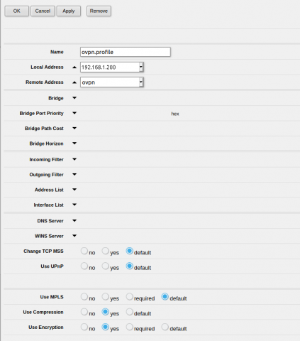 MikroTik - VPN Profile