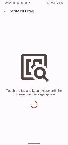 OpenHAB Aplikace Zápis NFC