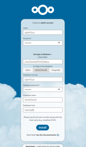 PiCloud - NextCloud First Login Database