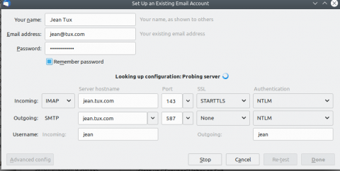 Thunderbird Linux Settings Exchange Account