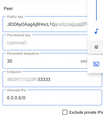 WireGuard Android Peer settings 